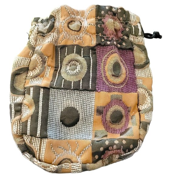 Fabric Gift Bag Jewelry Bag Drawstring Satchel 8x7 Green Purple Gold DH525 - Picture 3 of 4